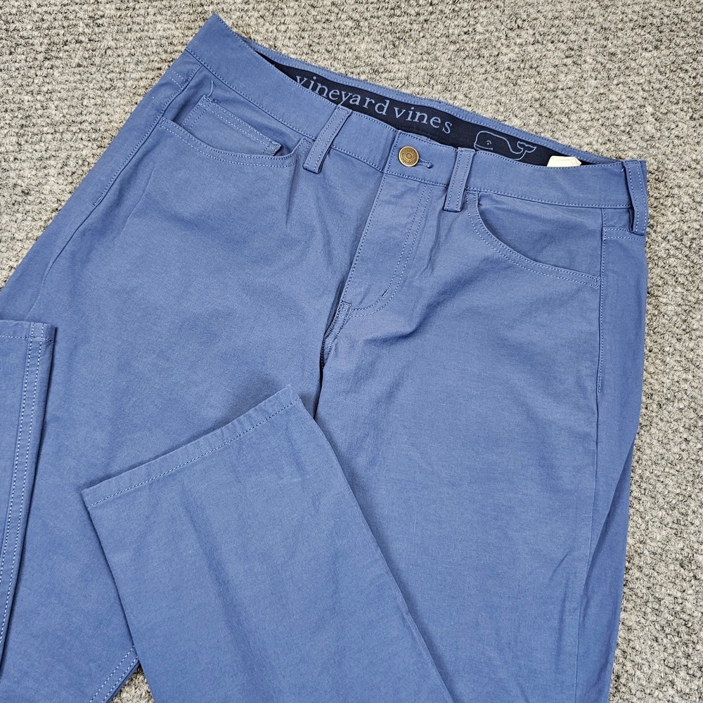 Vineyard Vines Performance On-The-Go Pants Mens 30x30 Blue 5-Pocket Chino